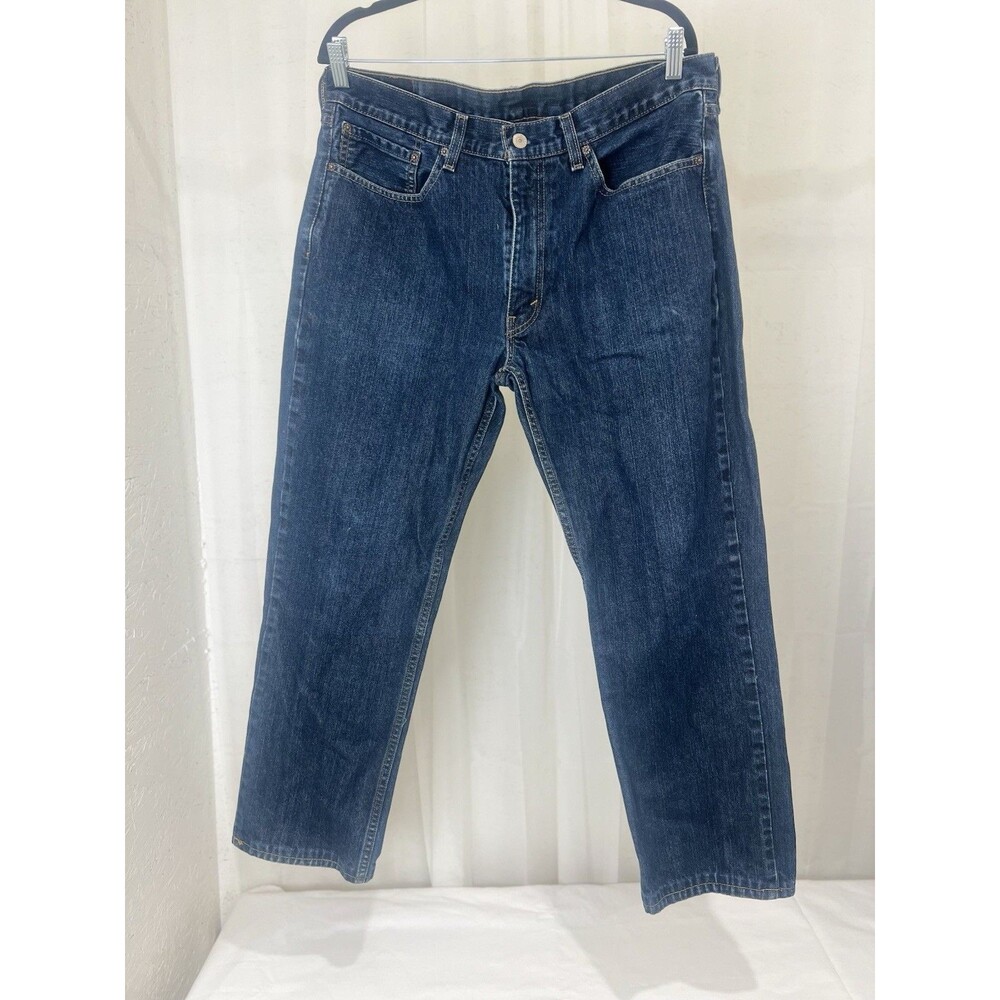 Levi's 514 denim blue jeans dark wash 36 x 28